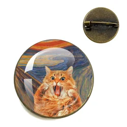 Van Gogh starry sky Arts Painting Enamel Pins Black Cat Cartoon Metal Brooch Badge Anime Accessory Gifts