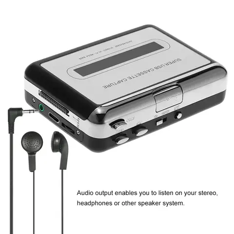USB Cassette Converter Cassette Tape to MP3 Converter HiFi Sound Quality Portable Music Player with Earphone