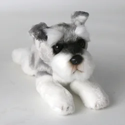 Kawaii Lying Pose Schnauzer Dog Plush Toy Small Soft Simulation Kids Doll Stuffed Animal for Children Cute Girls Birthday Gift