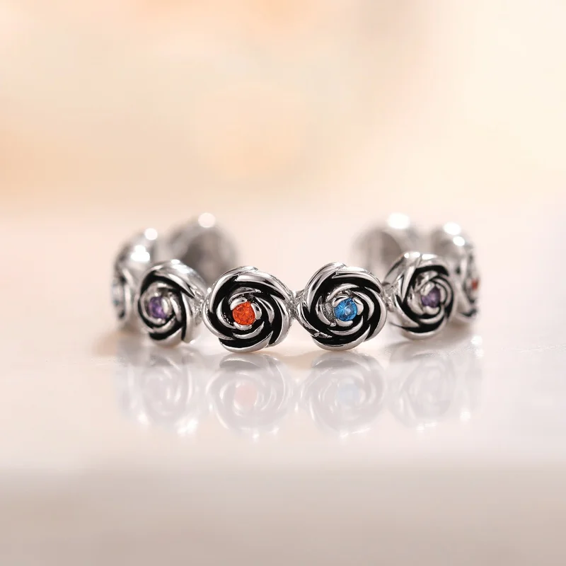 CAOSHI Gorgeous Rose Flower Opening Ring for Engagement Party Gold Color/Silver Color Exquisite Party Ring Accessories for Women