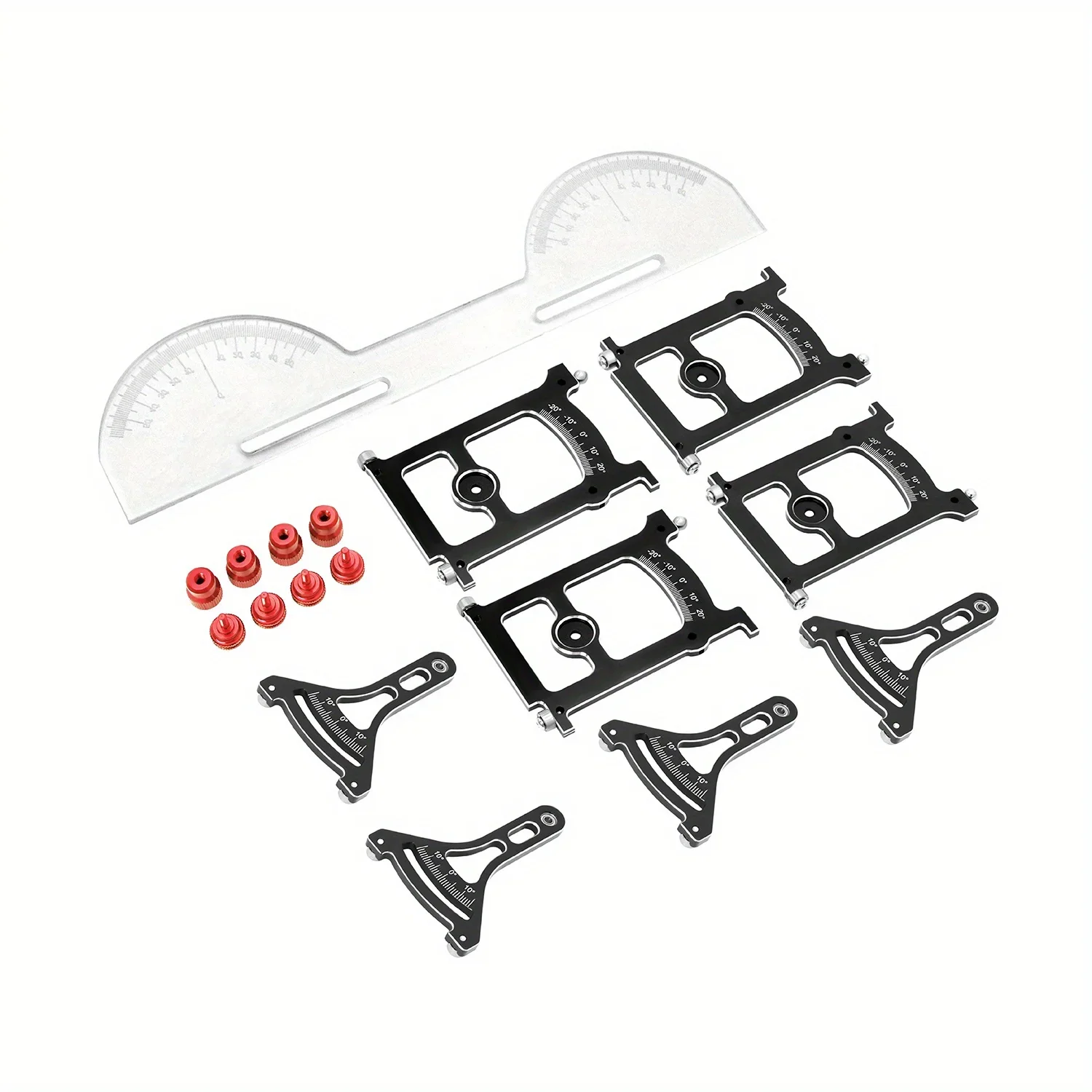 Aluminium-Chassis-Setup-System, Messwerkzeug-Set mit Linealschlüssel für 1/10 On ROAD Axial SCX10 Capra TRX4 Yikong Upgrade