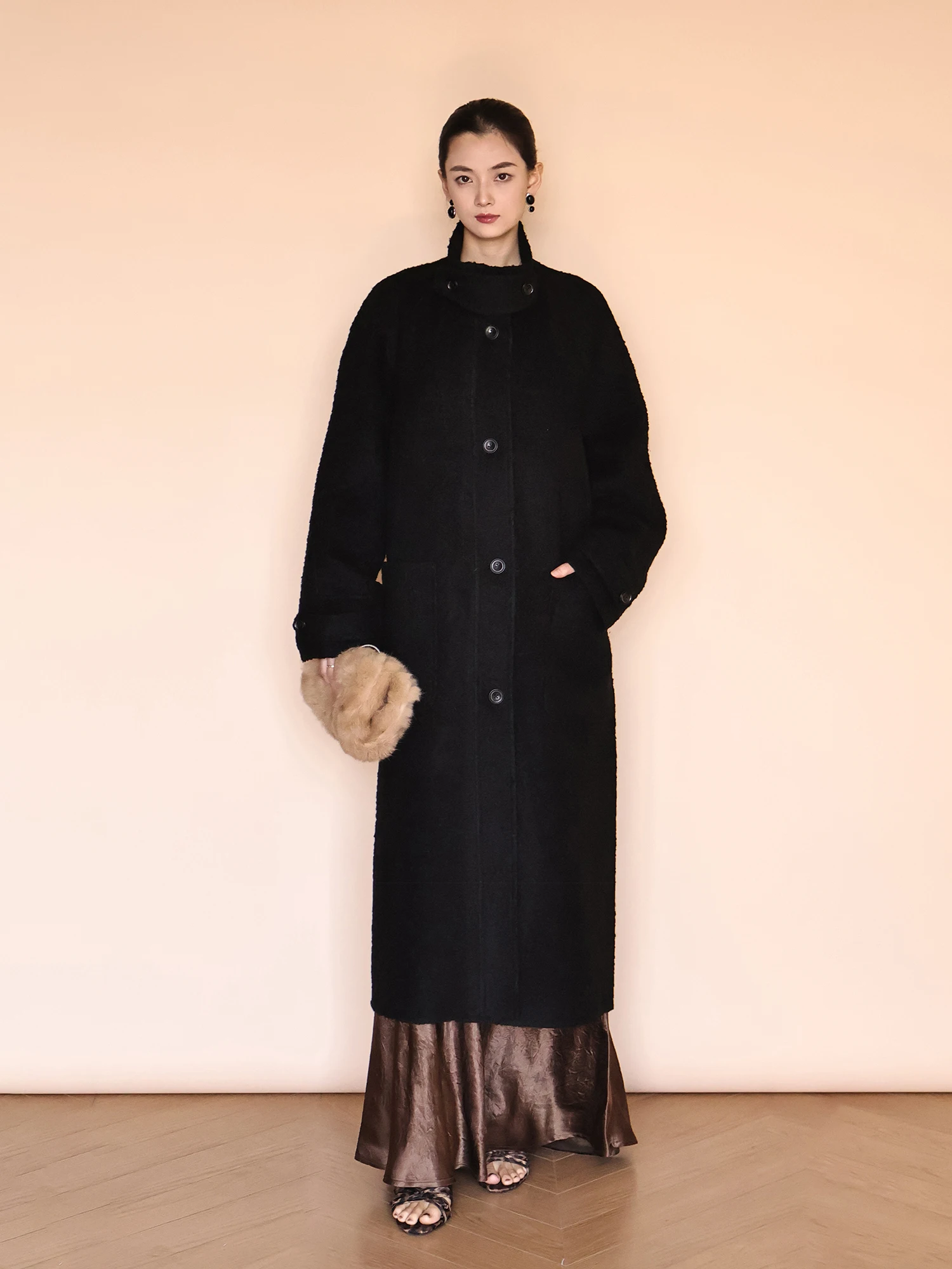 

Женское шерстяное двустороннее твидовое пальто Madeira осень-зима, свободный крой, с отложным воротником, на одной пуговице, для повседневной носки