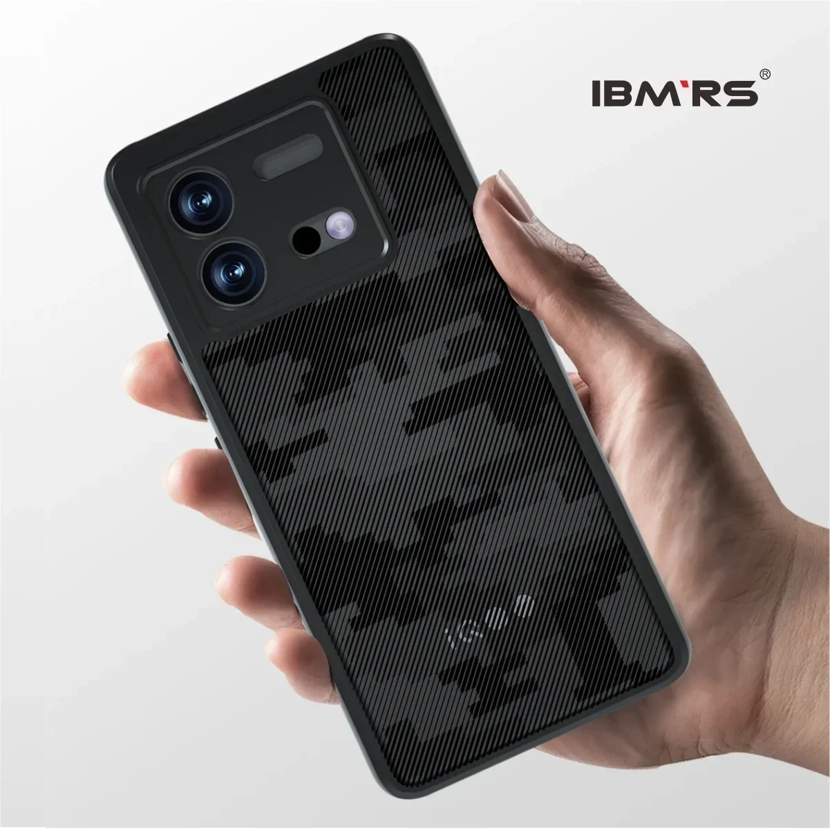 

IBMRS for iQOO Neo8 Phone Case,Soft TPU Hard Translucent Matte Back Slim Fit Shockproof Protective Case Cover - Camo Black