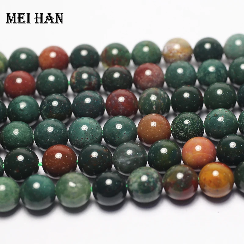 Meihan wholesale natural Heliotrope Blood stone round loose beads stone for jewelry making design & gift