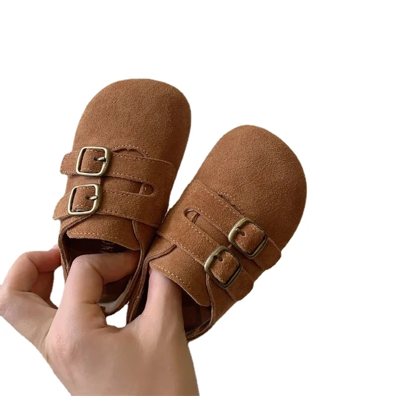 Korean Solid Suede Children\'s Shoes for Boys Girls Spring Autumn Toddler Moccasins Baby Shoes Leather Kids Flats Birken stock