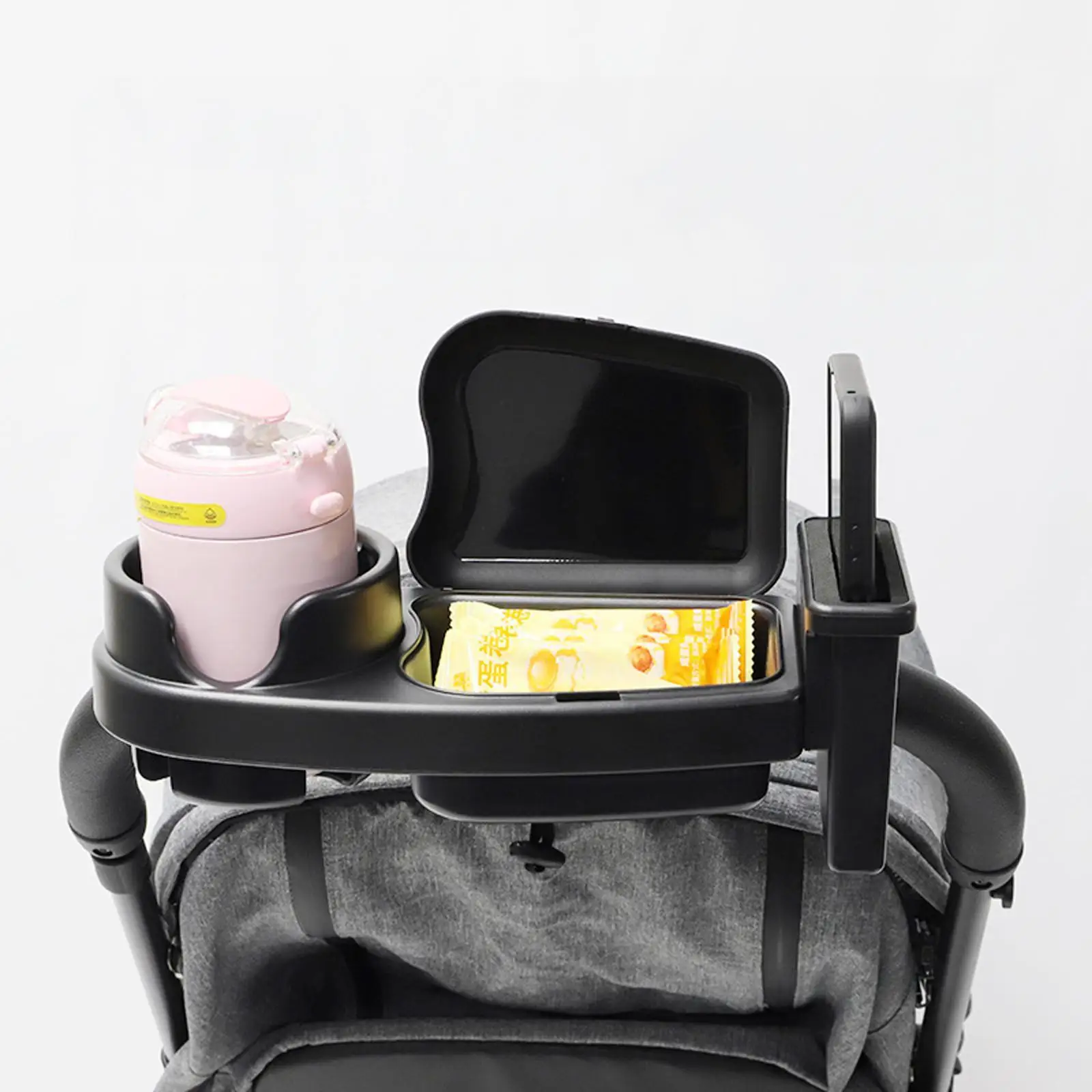 Stroller Snack Tray with Cup Holder Universal Non Slip Stroller Food Tray for Travel Baby Toddlers Outdoor Fits Most Strollers