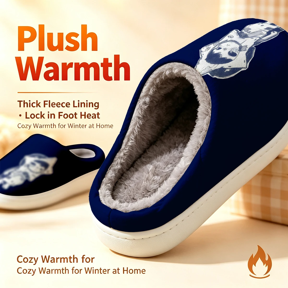 Star-Costumed Kid Christmas White Slippers Warm Plush Indoor Shoes Non-Slip Winter Slippers Family Holiday Gifts Soft
