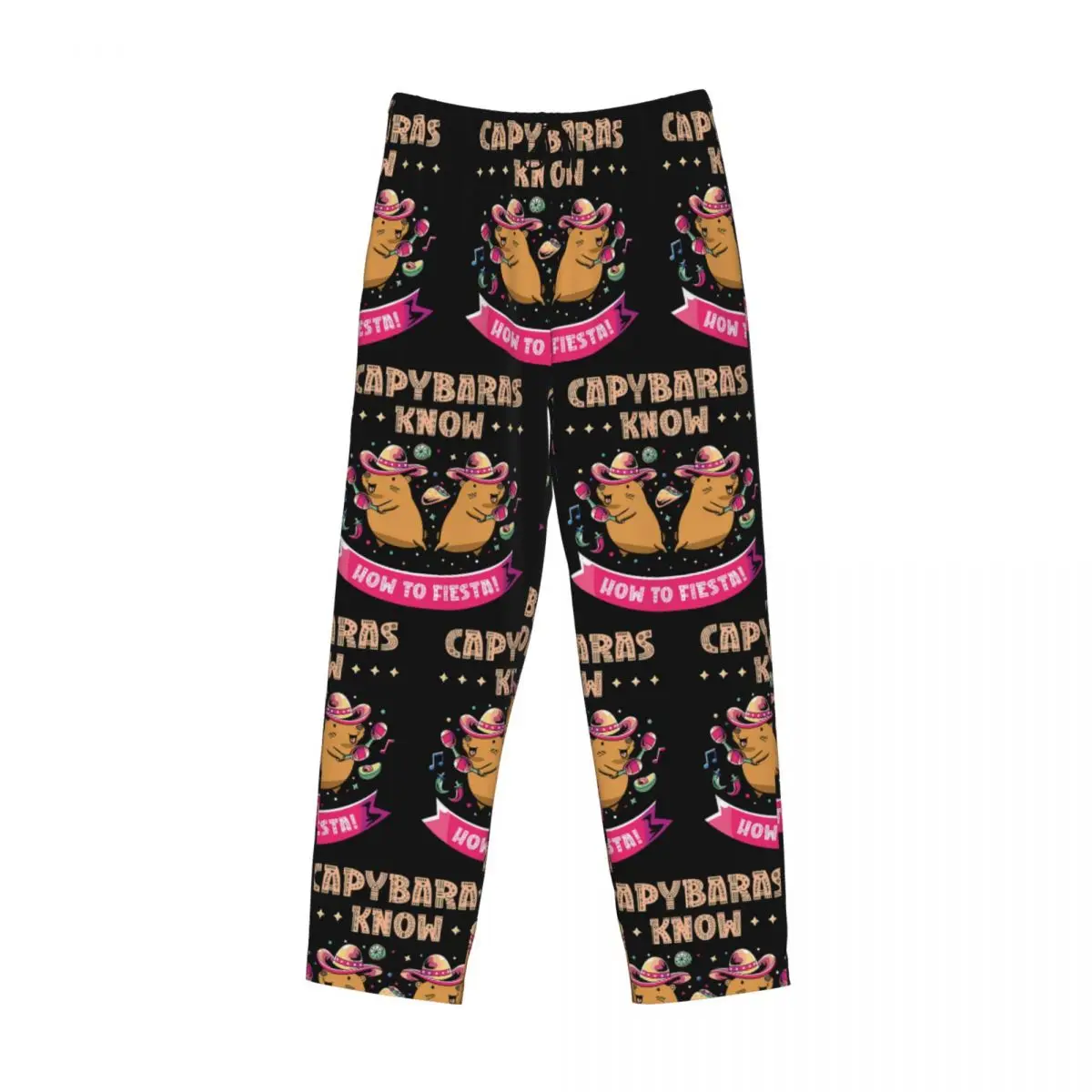 Personalizado capivara mariachi cinco de mayo fiesta calças de pijama masculino desenhos animados pijamas lounge sleep bottoms estiramento com bolsos