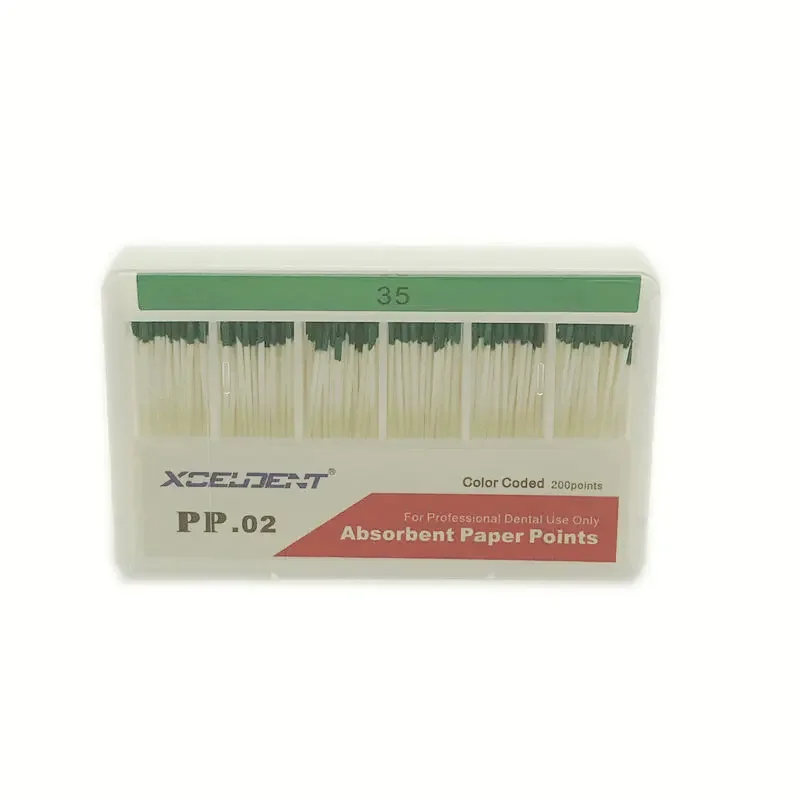 Puntos de papel absorbentes dentales, cancelación de raíz, puntas de fibra de algodón endodoncia, Matirial Dental, 200 unids/lote por paquete