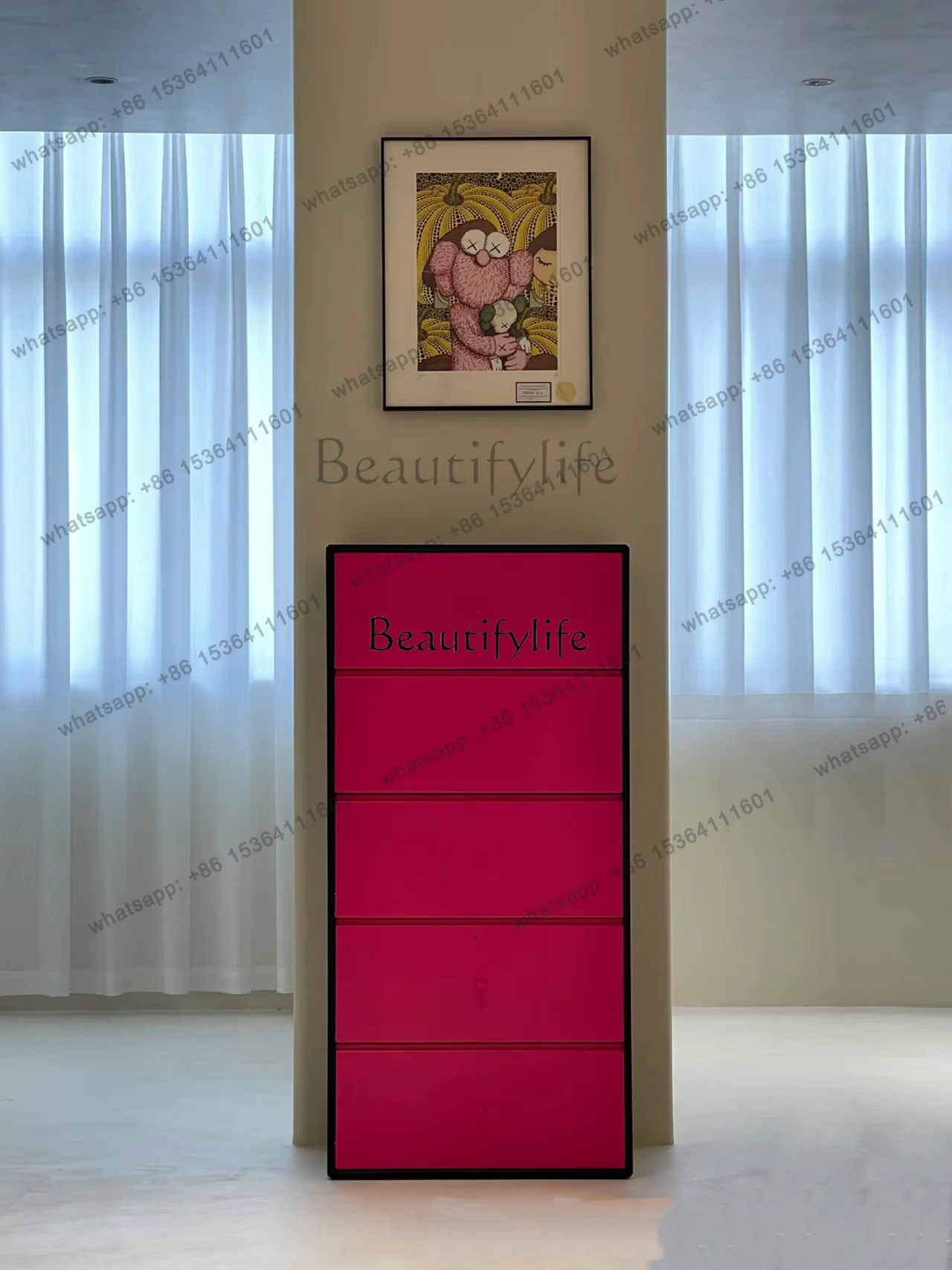 Factory Direct Black rose-colored chest of drawers, simple and large-capacity storage bedroom chest of drawers