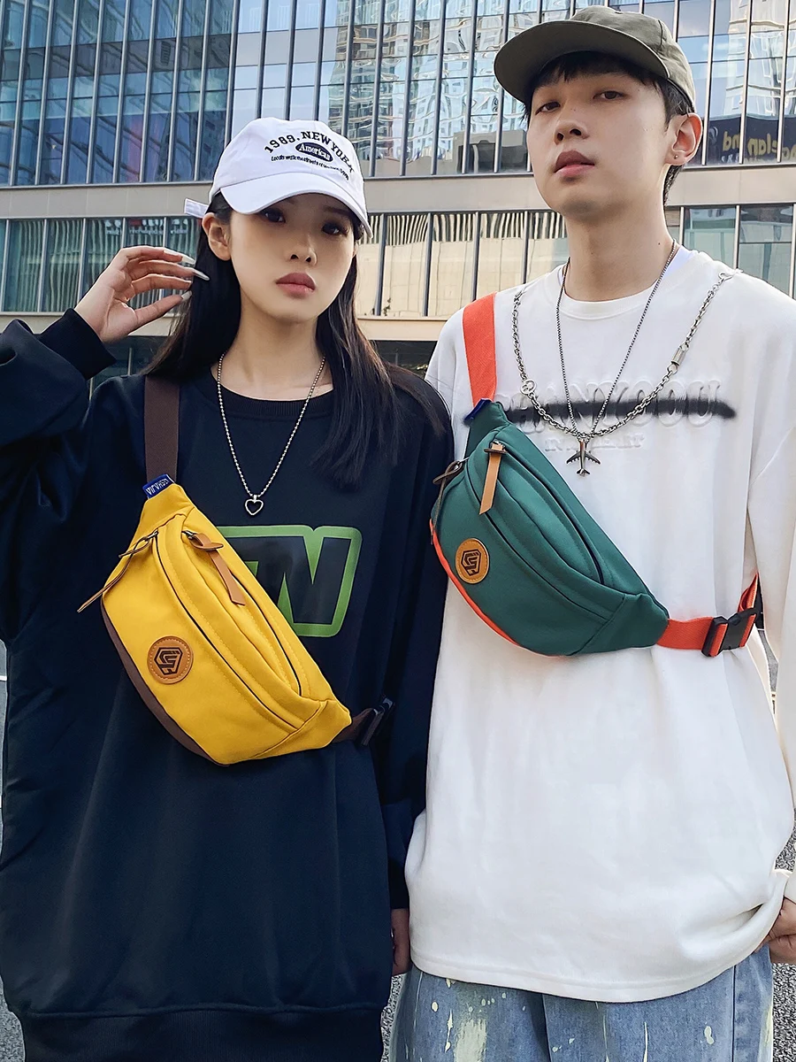 

Chest Bag Male Ins Bag Simple Sports Satchel Student Waist Bag Shoulder Bag Niche Design Fashion Brand Messenger Bag Female