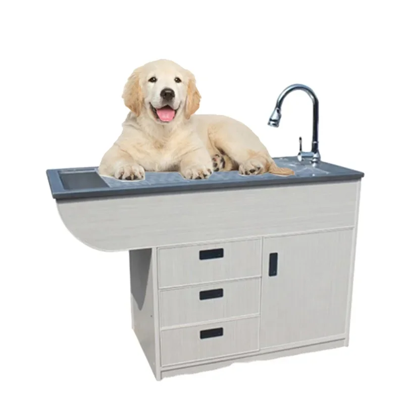 

Veterinary Consultation Table Pet Grooming Table Vet Clinic Wooden Frame Wet Pet Disposal Table for Animal Vet Examination