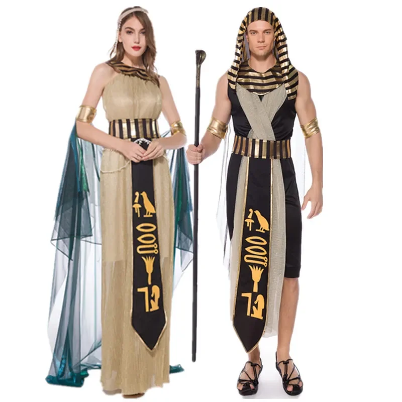 

Men Women Ancient Egyptian Pharaoh Cleopatra Costume Halloween Party Egypt Queen Cosplay Costumes