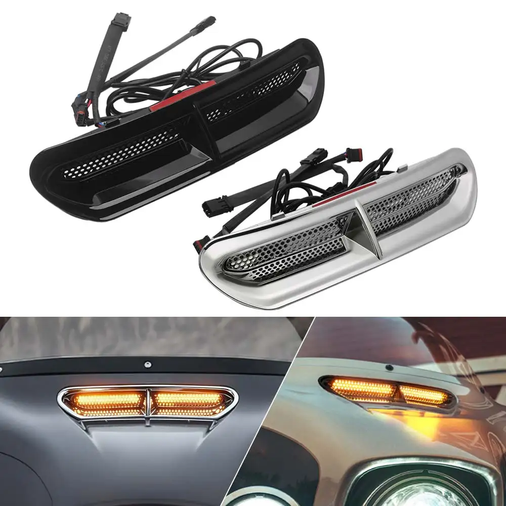 

Motorcycle LED Fairing Vent Light Flowing Running Turn Signal Lamp For Harley Touring Street Electra Glide Ultra Limited 2014-up