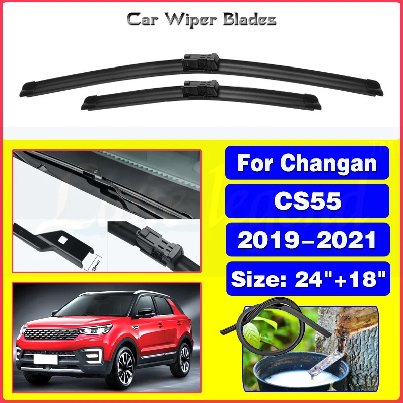 

2x For Changan CS55 2019 2020 2021 Front Wiper Blades Kit Auto Cleaning Windshield Windscreen Brushes Cutter 24"+18"