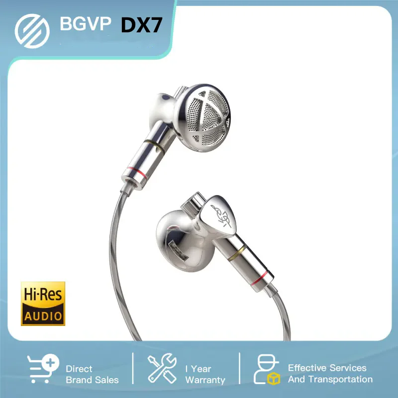BGVP DX7 Speaker Mini Kepala Datar Dapat Merdu Unggulan Monitor Musik HIFI Studio Audiophile Musisi 2 In 1 Colokan 3.5Mm/4.4Mm Earphone MMCX