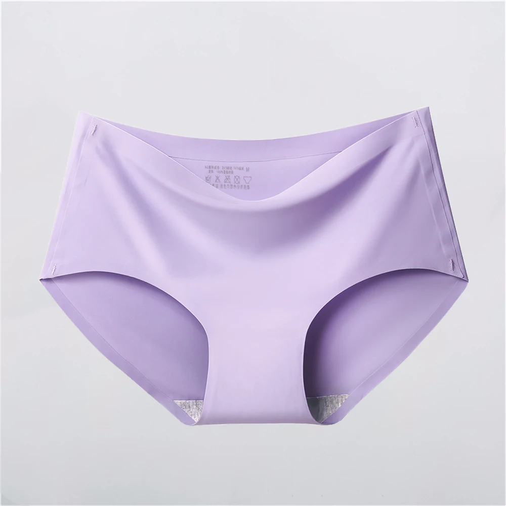 Women's Seamless Ice Silk Panties Intimate Comfort Mid-Waist Briefs Large Size M-XXL Multiple Color Options Lingerie 1 Piece