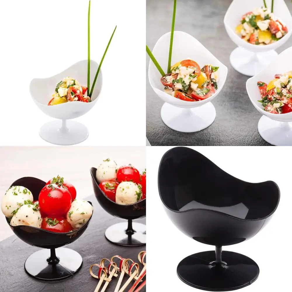 

Mini 1.5 Oz Disposable Parfait Cups, 100 Pack, White Plastic, Stemmed Look, Mimics Ball Chairs Style, Ideal for Mini Desserts