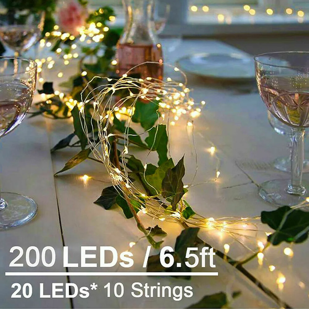 100LED/200LED Solar Vines Lights Copper Wire Waterfall LED Fairy String Lights Christmas Wedding Party Holiday Tree Decoration