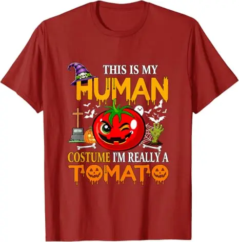 Lustiges Scherz-Kostüm „Ich bin wirklich eine Tomate“ Halloween-Lebensmittel-T-Shirt Y2k Witz Sarkastisches Persönlichkeits-Sprüch-T-Shirt Weiches Baumwoll-Outfit – Detail 9