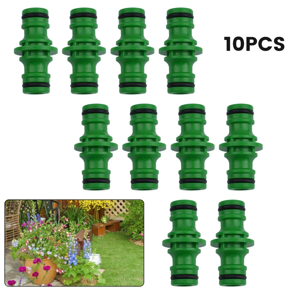 10 Pcs Hose Pipe Connector Double Male Plastic Quick Fix Click On Rubber O Ring Garden Watering Hose ABS Quick Connector
