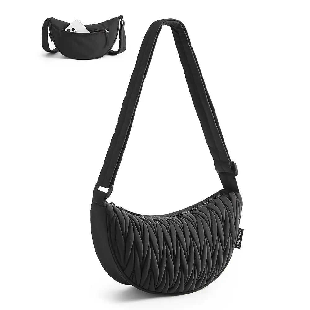 

Маленькая сумка через плечо для женщин и мужчин, модная, стеганая сумка-хобо с регулируемым ремнем и внутренними карманами.