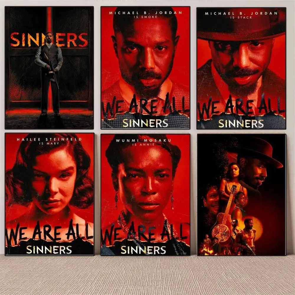1PC America Latest Fantasy Horror Movie Sinners poster Self-adhesive Art Waterproof Paper Sticker Coffee HouseWall Decor