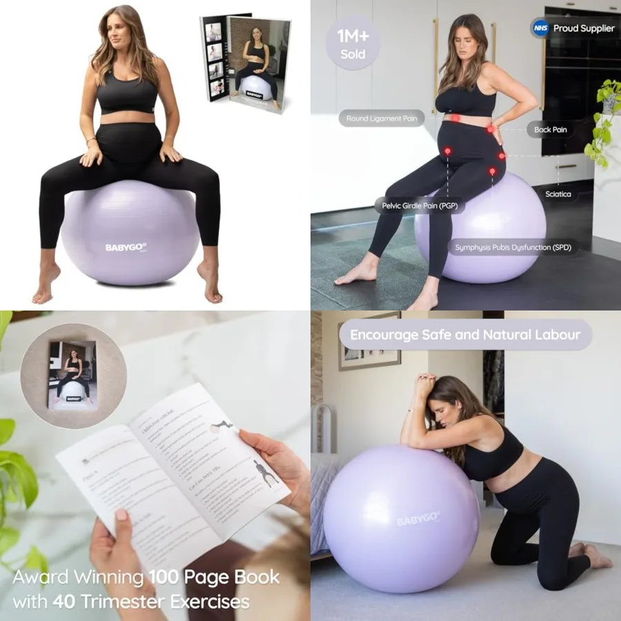 

Birthing Ball - Pregnancy Yoga Labor Exercise Ball Book Set Trimester Targeting, Maternity Physio, Birth Recovery Plan Included