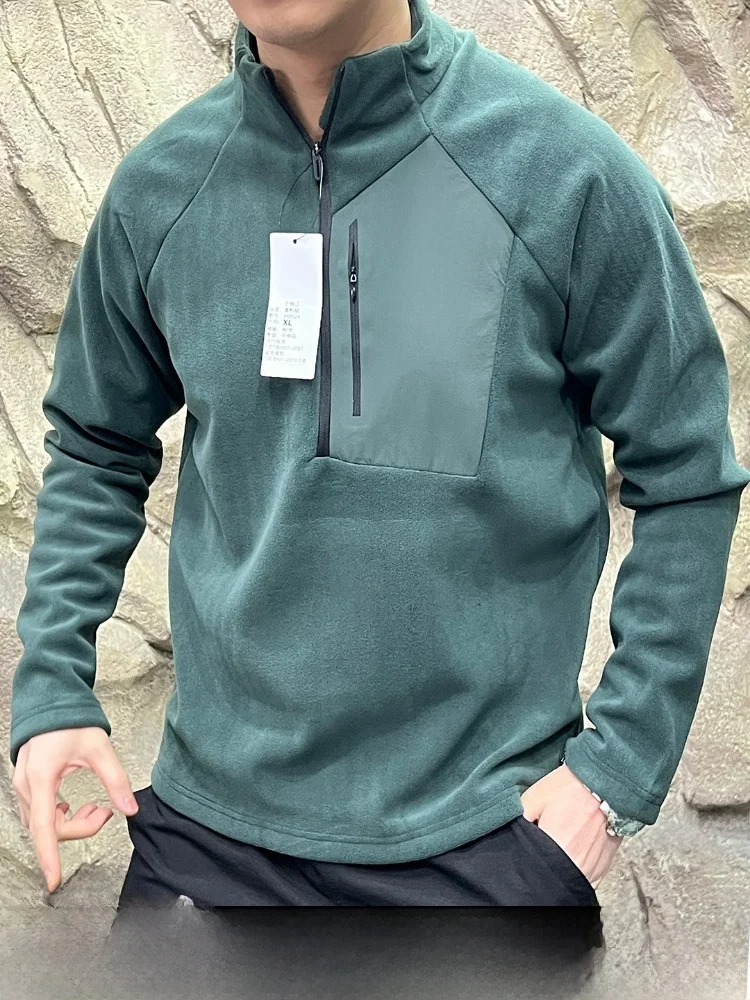 

Outdoor Men's Fleece Lined Hoodie Sweatshirt Zipper Closure Warm Polyester Long Sleeve Stand Collar Thickened Autumn Winter J...