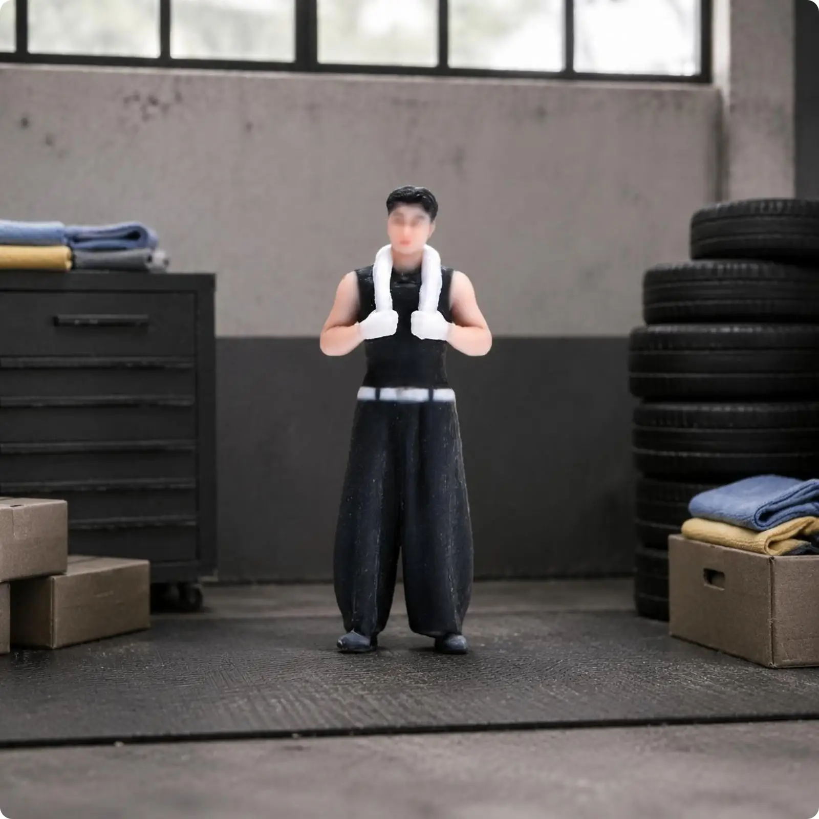 Color Printed Resin Auto Repairman Towel Figurine Miniature Action Figure for 1 64 Car Model Scene Display Collection