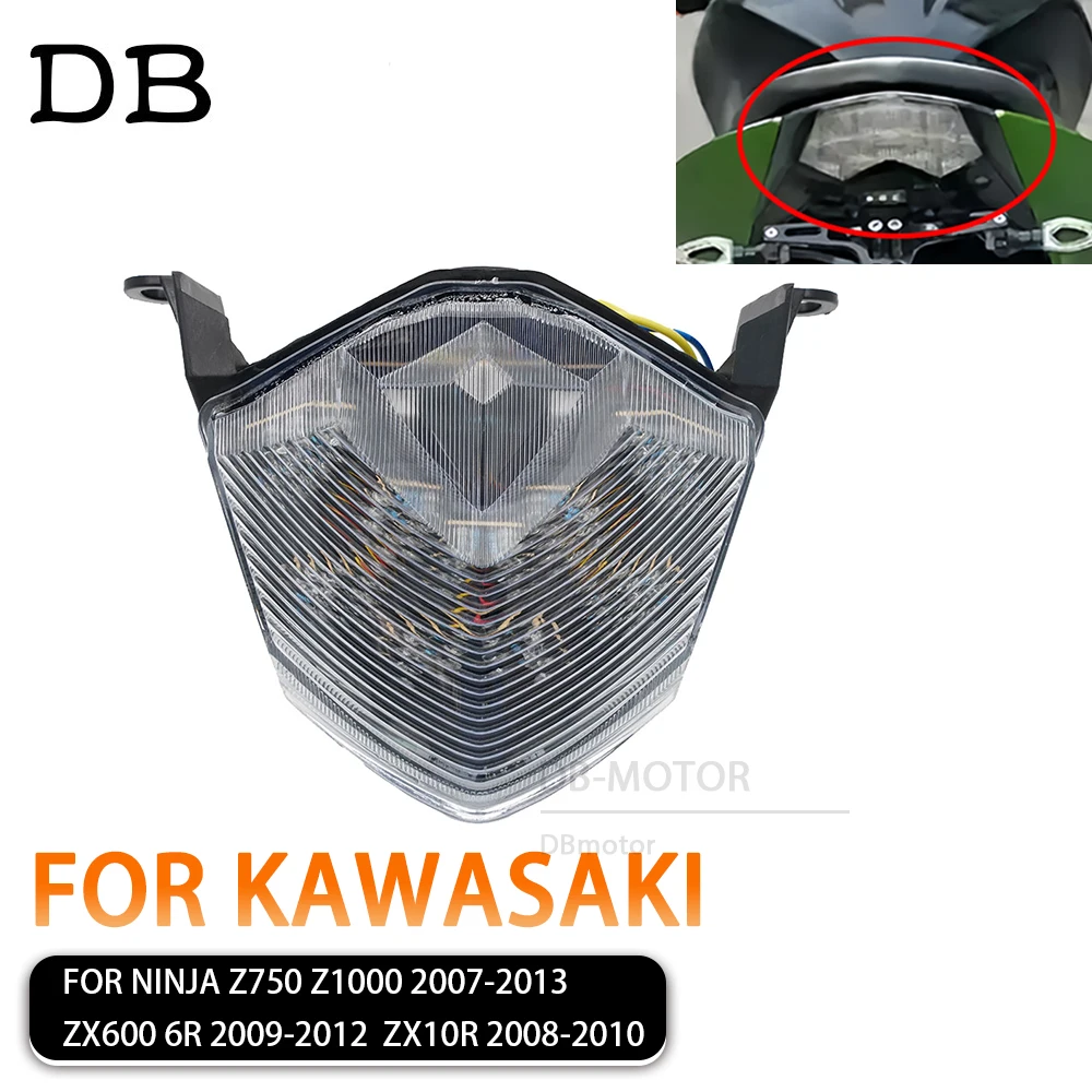 

For Kawasaki Z750 Z1000 2007 - 2013 Ninja ZX-6R ZX600 ZX10R Motorcycle LED Rear Tail Light Brake Turn Signals Integrated Light