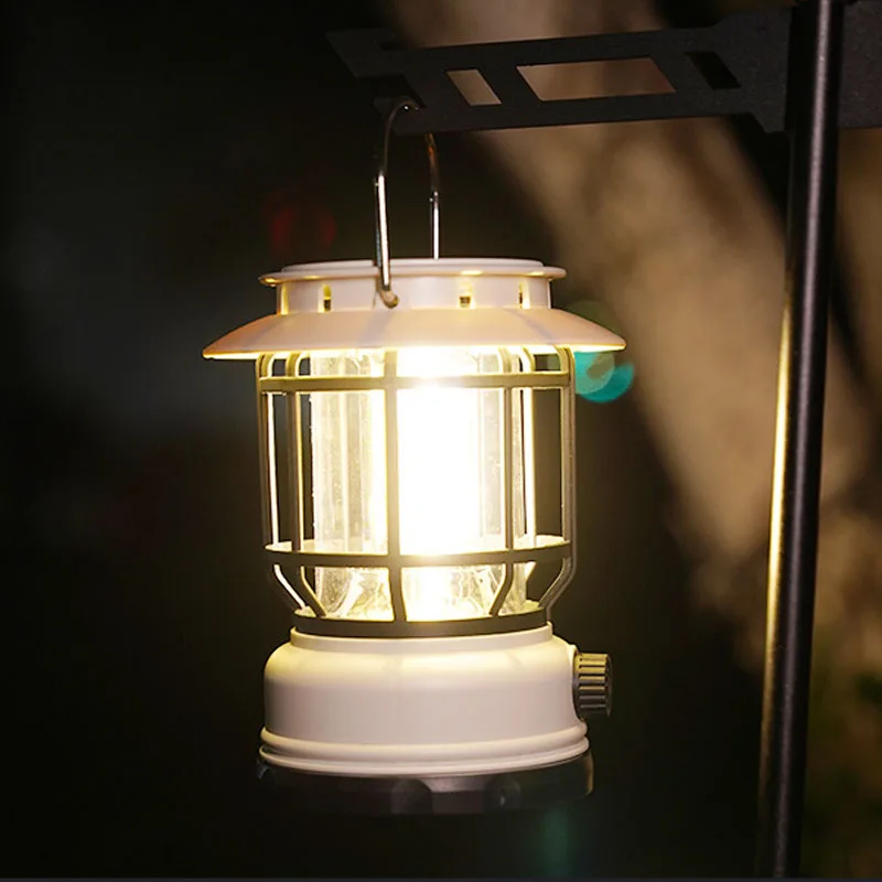 

Solar Power Retro Camping Lantern USB-C Rechargeable 1200mA Powerbank,COB LED Outdoor Emergency Hurricane Survival Torch Dimming