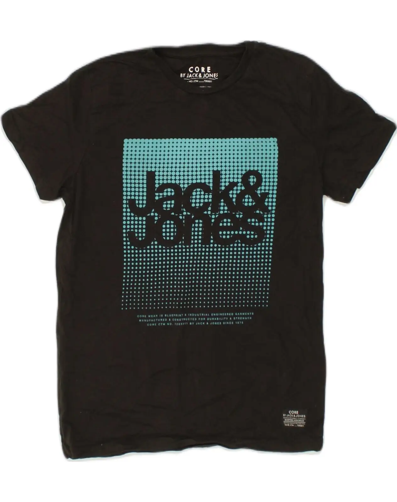 Мужская футболка с графическим принтом JACK & JONES, черная хлопковая футболка маленького размера AF57