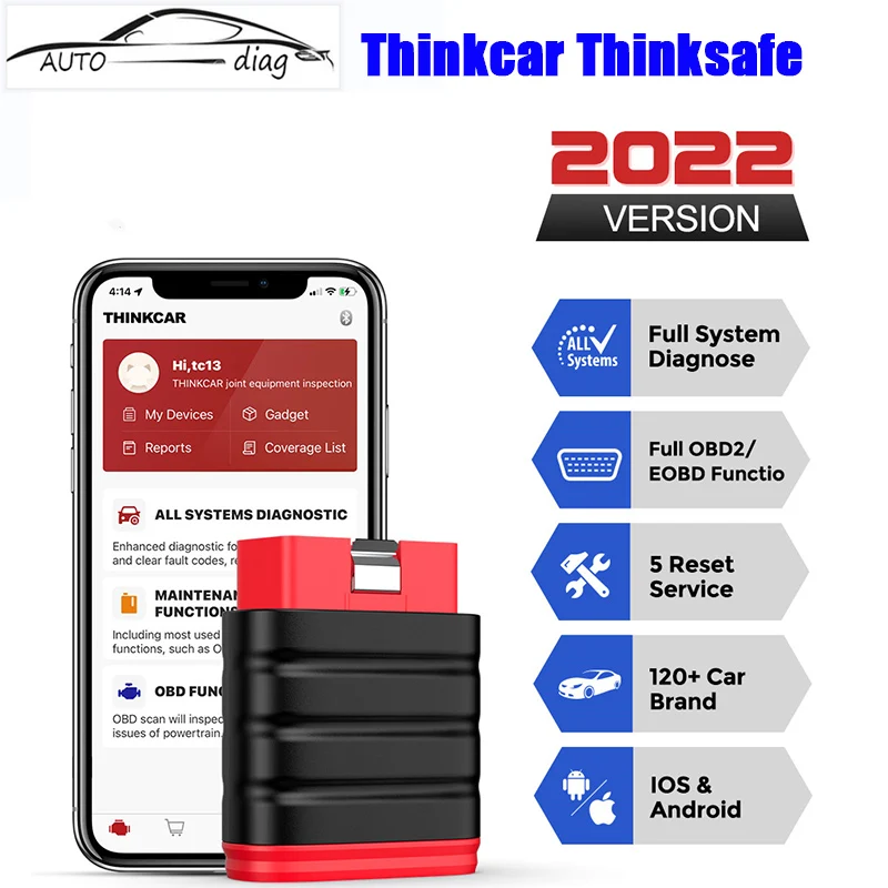 

THINKCAR THINKSAFE OBD2 Automotive Scanner All System All Makes Free Oil ABS EPB Reset OBD 2 Car Diagnostic Tool PK Thinkdiag 2