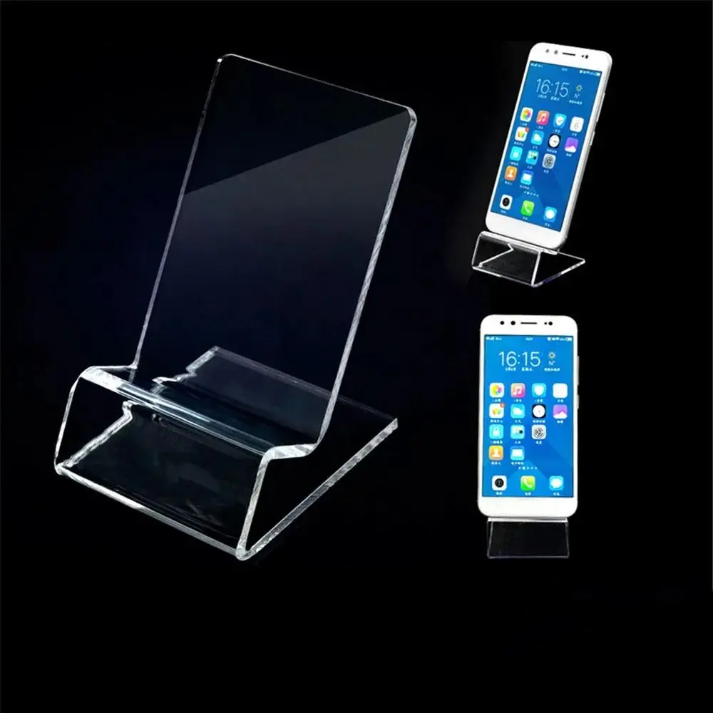 New Portable Acrylic Phone Holder Rack Stand Transparent Display Stand Office Accessories Card Holders Cell Phone Holder