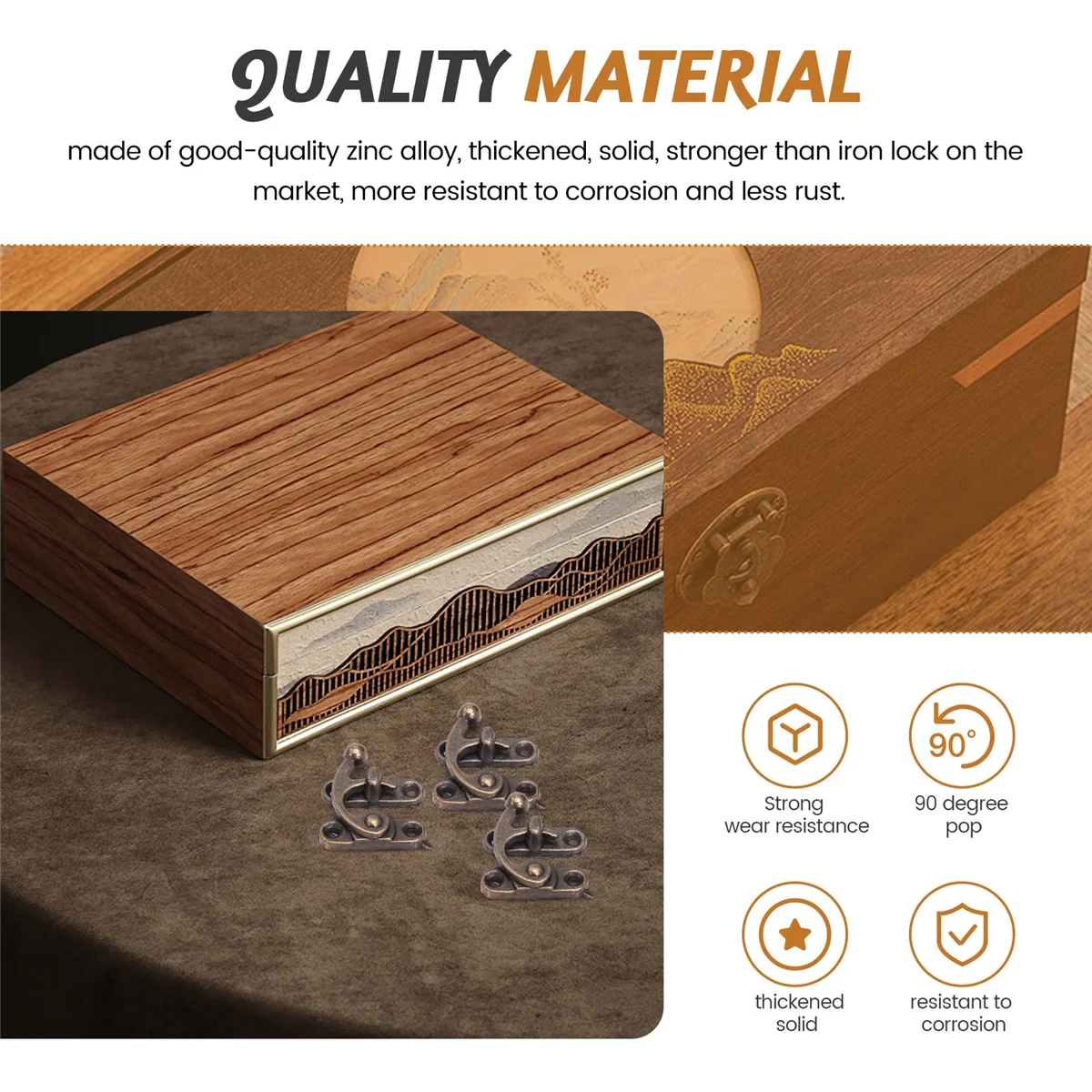 20 SZTUK Brązowy ton Antyczny prawy zatrzask Hak Hasp Horn Lock Drewniane pudełko z biżuterią Zatrzask z haczykiem