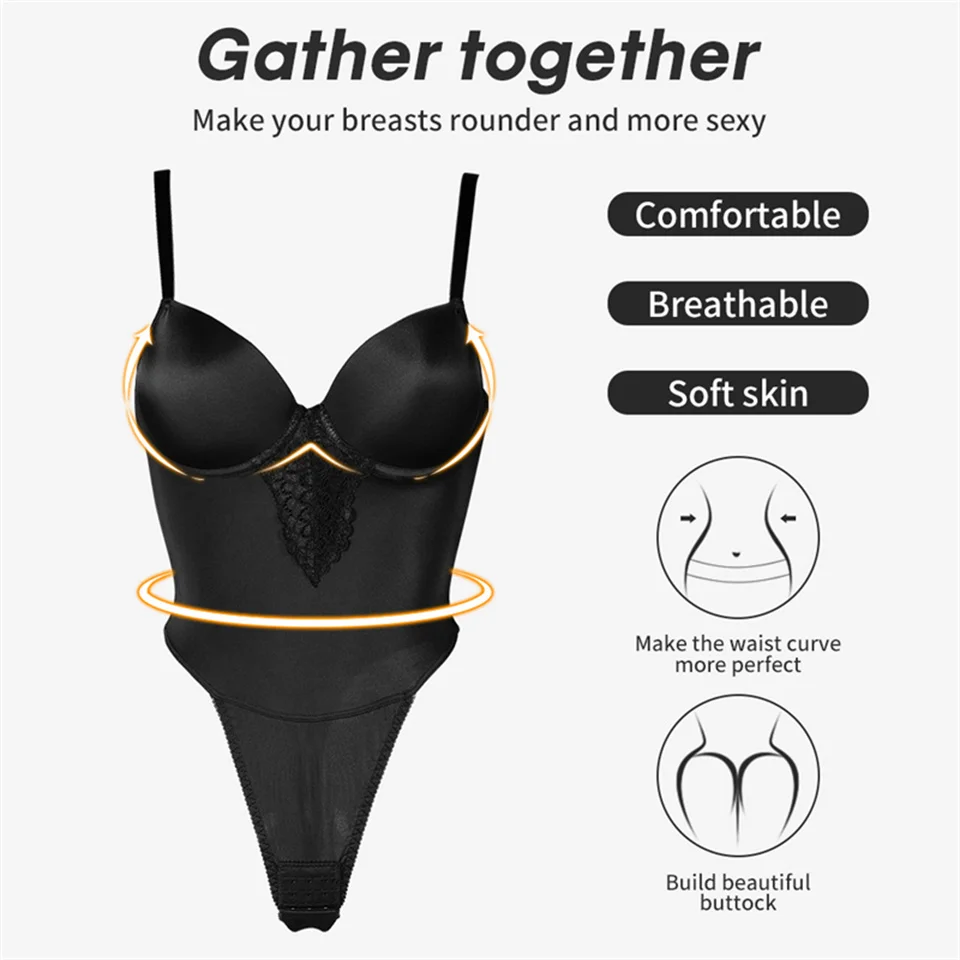 Spitzen-Bodysuit mit Füllschale für Damen, Hautfarbene Enge Bodys, Einfarbiger Netz-Bodysuit, Sexy Shapewear, Figurformender Body – Detail 19