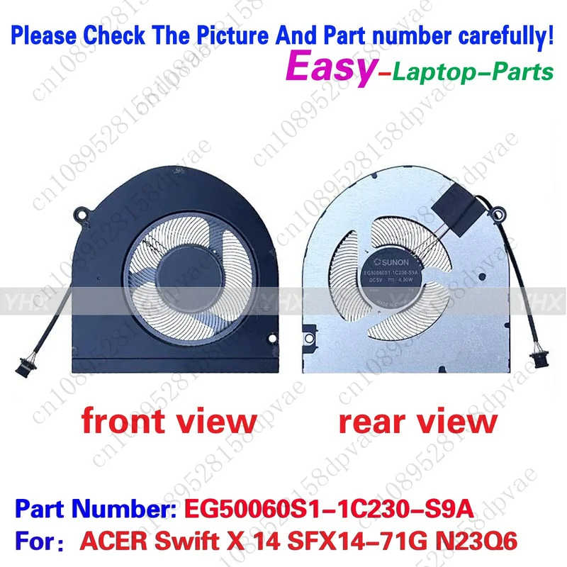 

GYX New For ACER Swift X 14 SFX14-71G N23Q6 COOLING FAN EG50060S1-1C230-S9A Fast delivery
