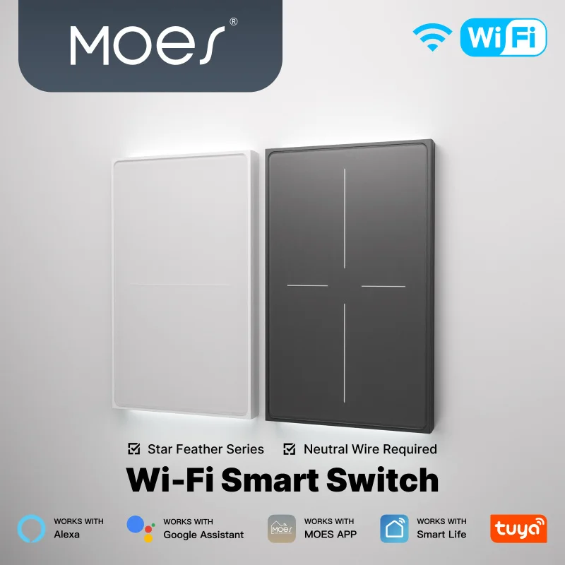 

Tuya Smart Home WiFi Switch-App, управляемый, стеклянная панель на ощупь, переключение сцен, настенный интеллектуальный выключатель света