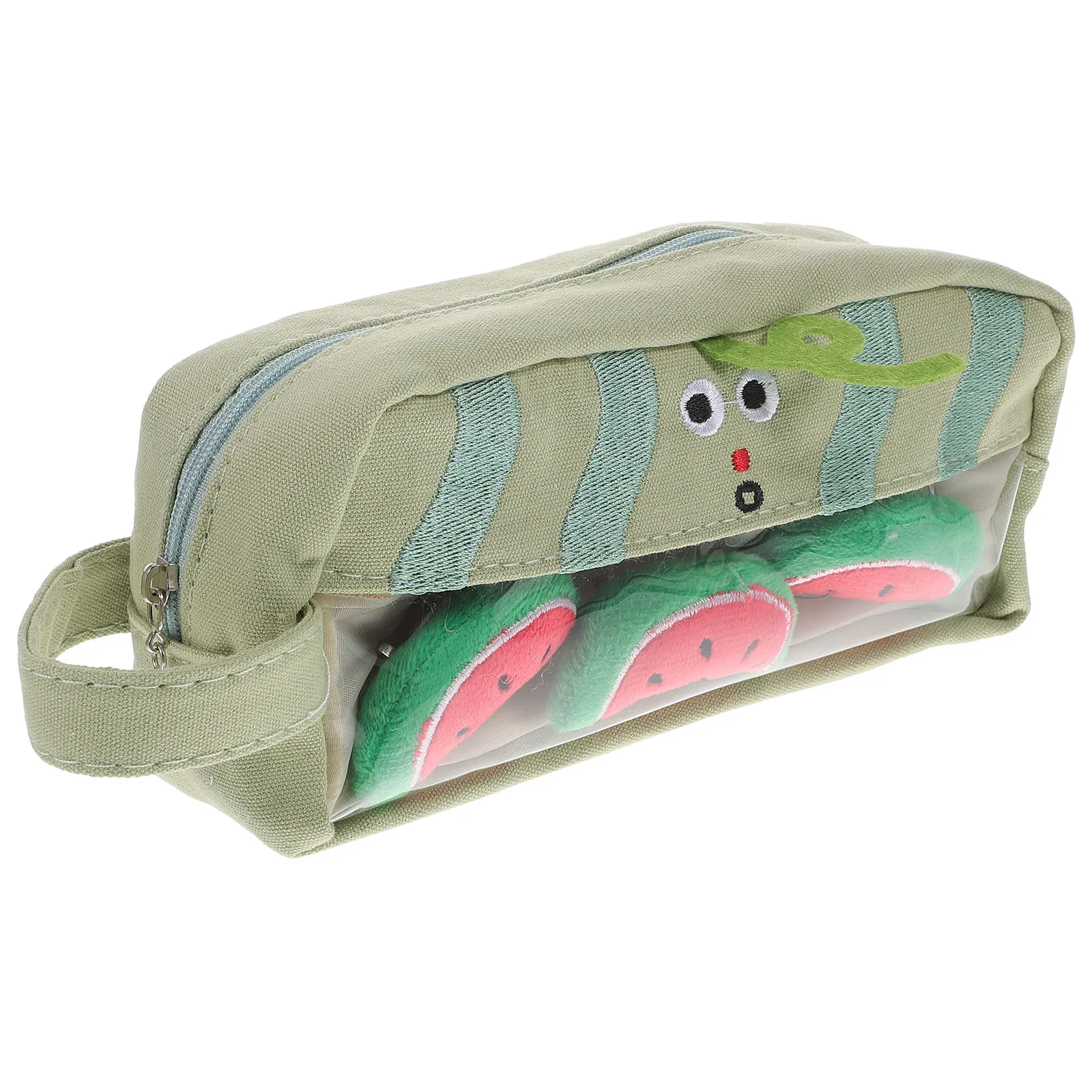 

Watermelon Pen Bag Cute Cartoon Pencil Case Canvas Large Capacity Kids Gift Portable Smooth Zipper Safe Materials Washable