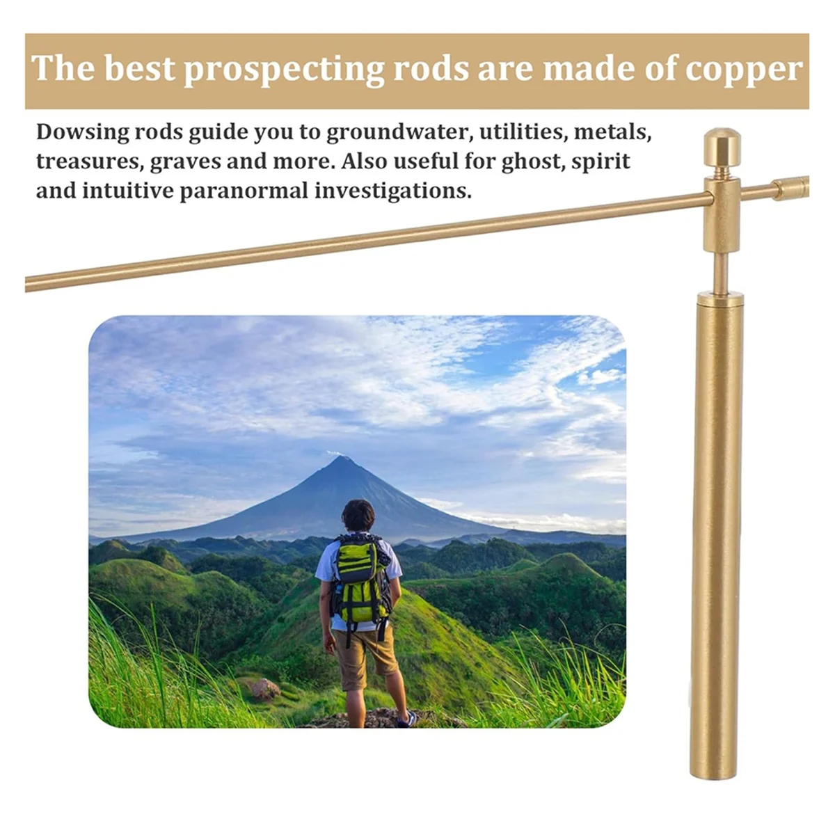 

B24A Dowsing Rods Copper 1 Pair Smooth Rotation Divining Rods Solid Copper Rods Dowsing Rods Spiritual with Instructions