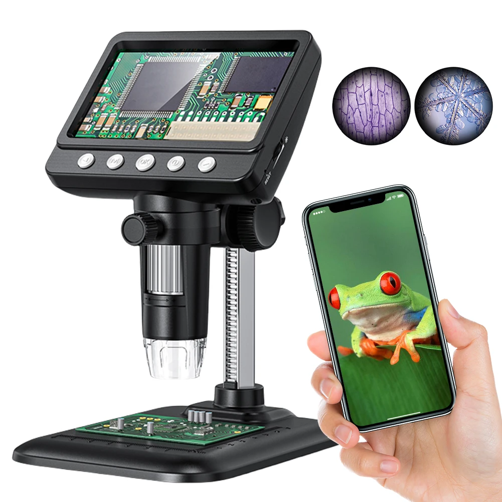 4.3 Inch Digital Microscope with 8 LED 1000X Electronic Magnifier Microscope USB for Circuit Board Repair Soldering