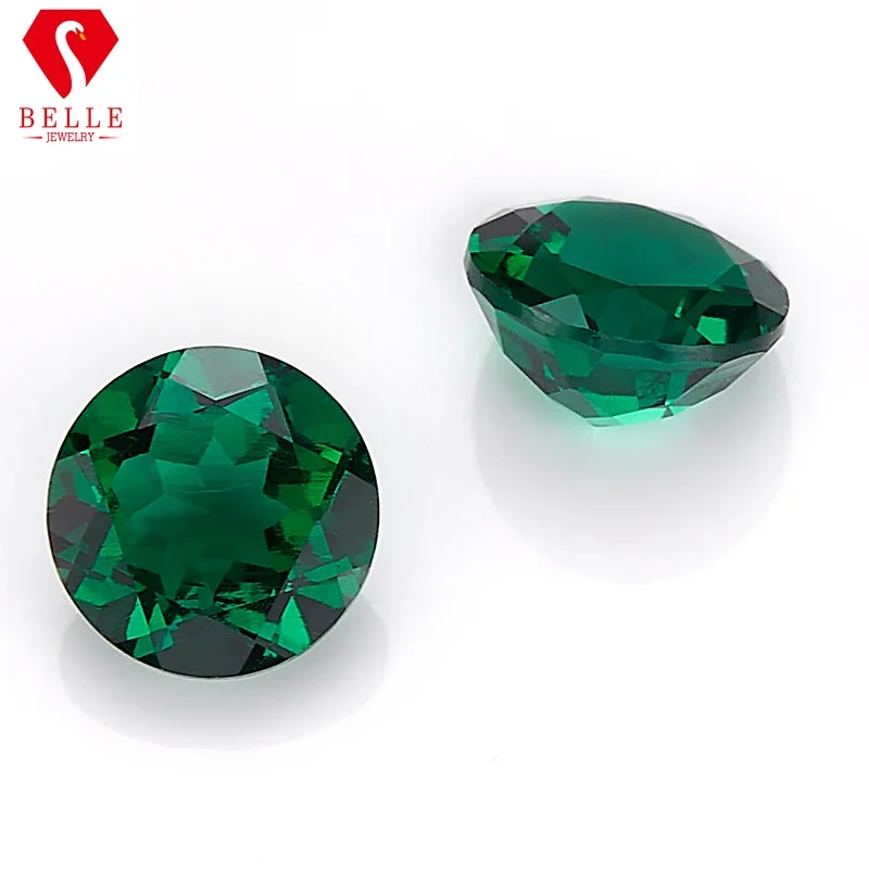 Lab Grown Zambian Emerald round Cut Hydrothermal Zambia Color Hand Cut with Inclusions And Cracks AGL Certificate Selectable