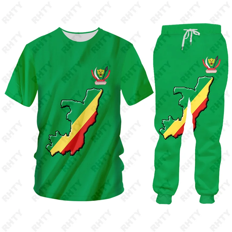 Republic Of Congo Flag Brazzaville Hoodies Jacket Tracksuit Men 3D Print Pants Oversize African Pullover Sweatshirt Unisex 5XL