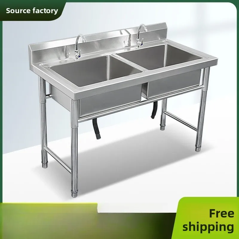 

Commercial Grade 304 Stainless Steel Sink Single Double Triple Bowl Kitchen Washroom Dish Drain Sanitation US EU Markets