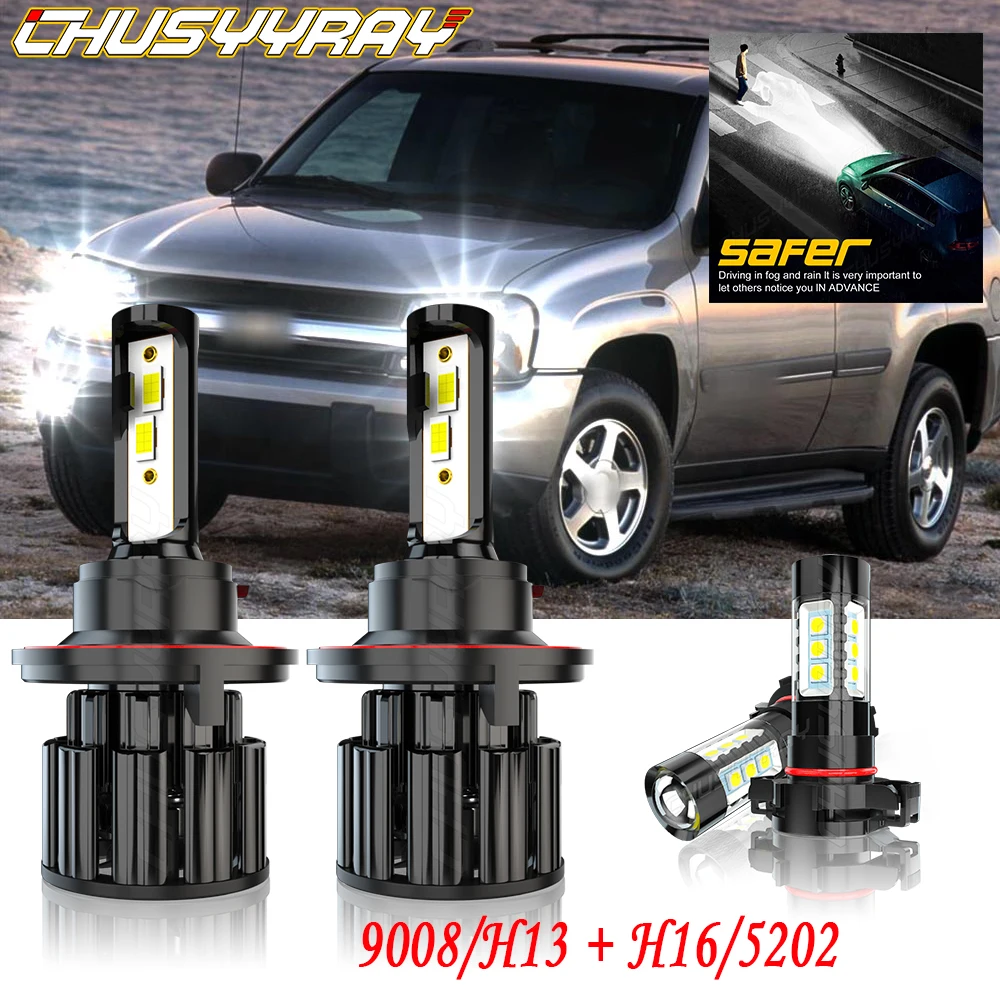 

CHUSYYRAY Compatible For Chevy Spark 2016-2020 6000k 4X LED white Headlight Hi/low Fog Light Bulbs Kit Easy To Install luzes