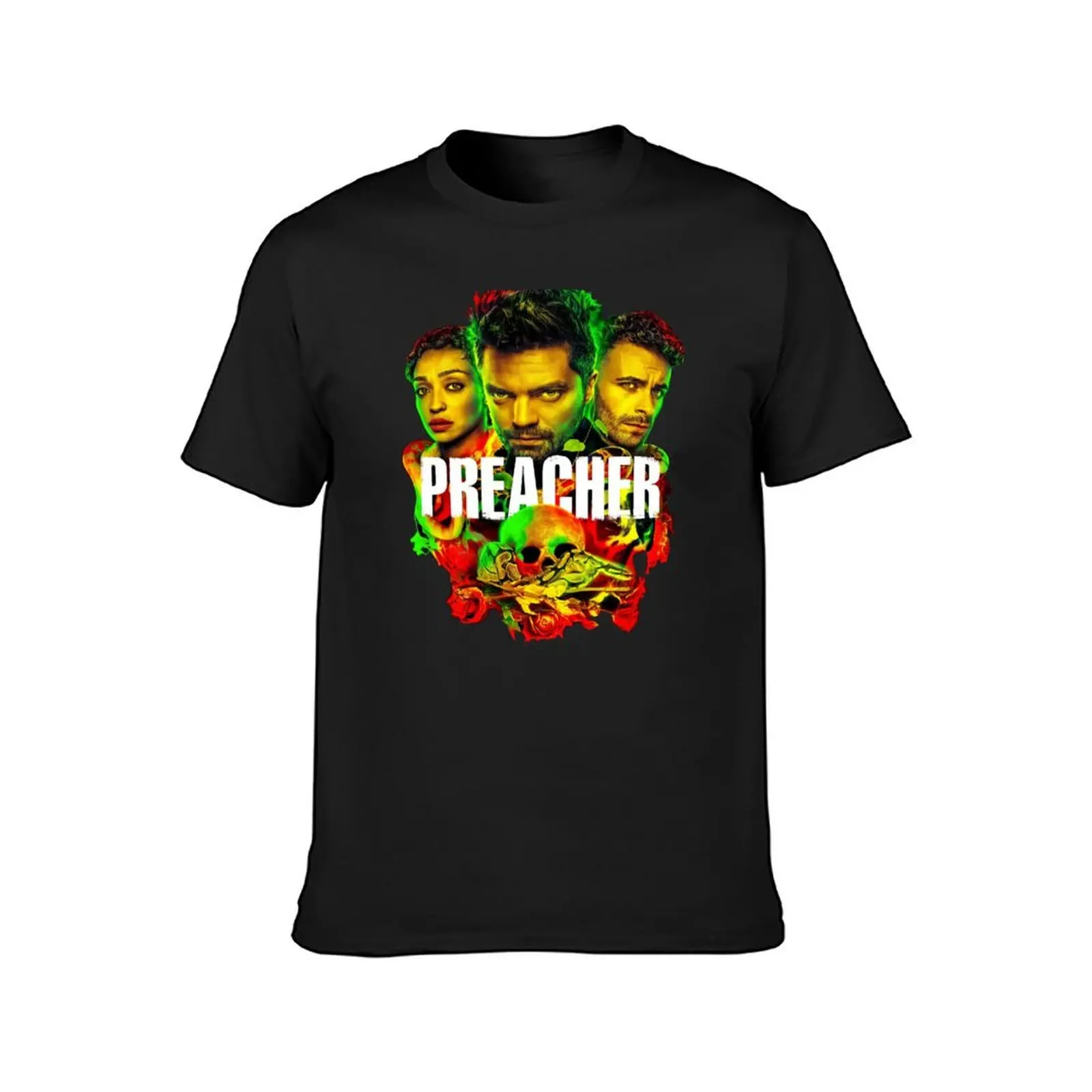 Camiseta de PREACHER IN THE BAYOU para hombre, camisa negra de anime para fanáticos del deporte