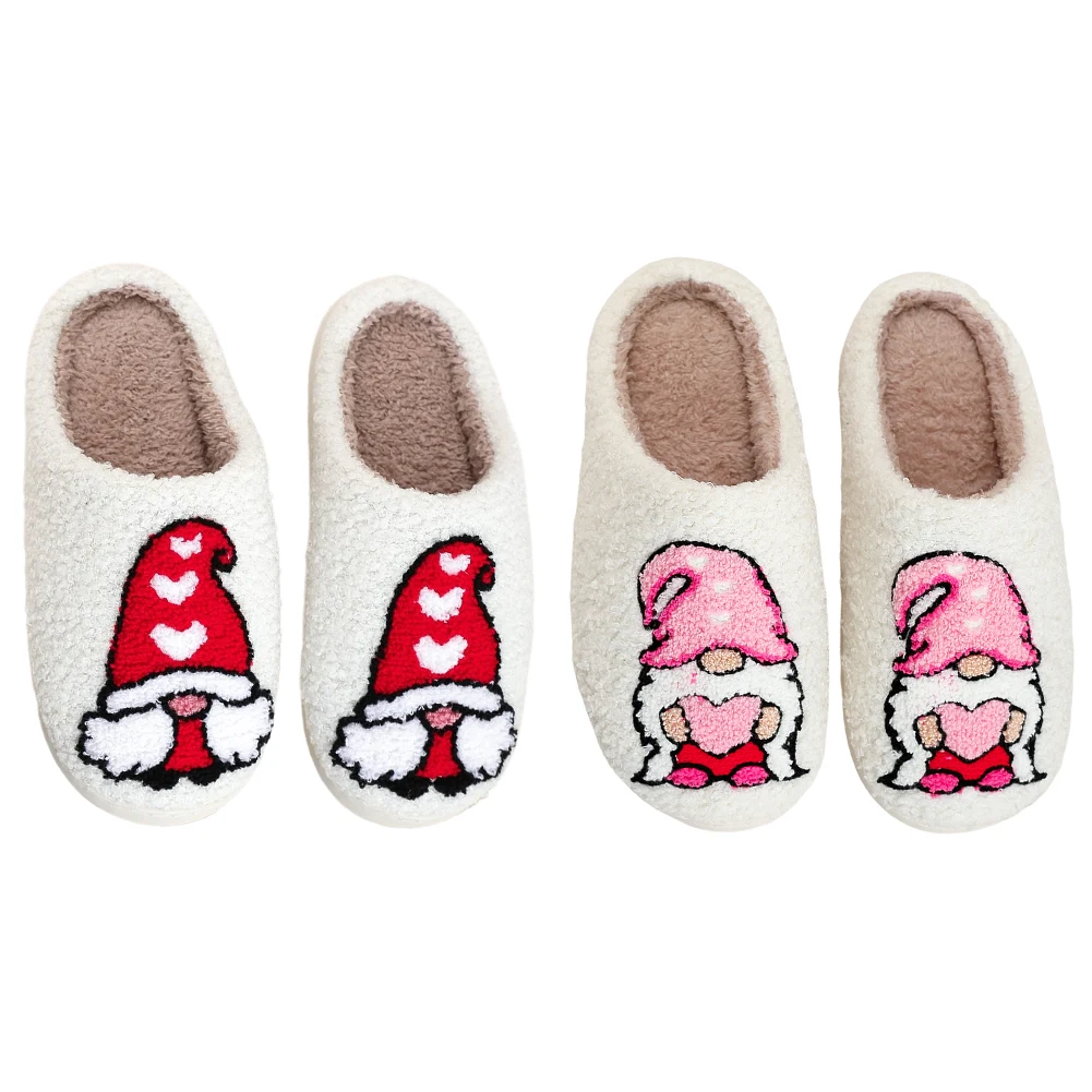 Pantoufles Gnome en peluche, pantoufles en fourrure Kawaii, pantoufles confortables et douces en nuage, pantoufles chaudes pour Couple, pour noël, saint-valentin