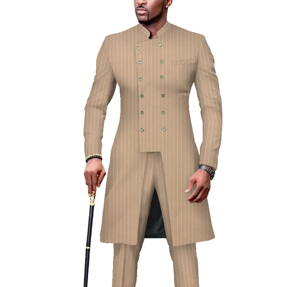 Sale! S-6XL (Jacket+Pants) Fashion Boutique Lattice Formal Business Mens Suit 2Pcs Set Groom Wedding Dress Strip Suit Show Stage