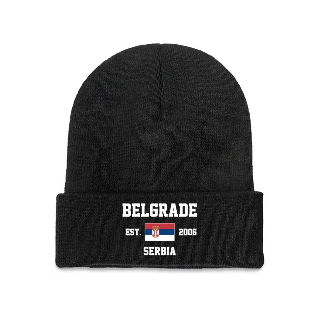 Serbia EST.2006 Belgrade Capital Men Women Unisex Knitted Hat Winter Autumn Print Beanie Cap Warm Bonnet